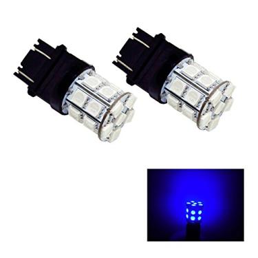 Imagem de PA 2 peças 20SMD 3157 lâmpada LED azul 12V para seta, marcador lateral, parada, traseira, luz traseira (3056 3156 3156A 3057 4057 3157 4157 T25 disponível)