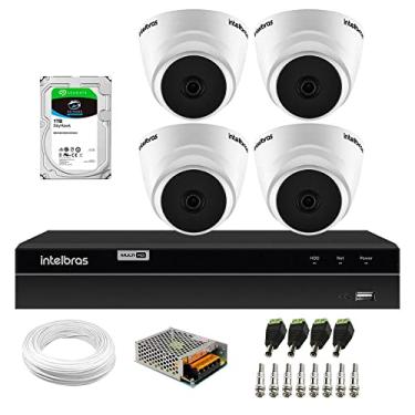 Imagem de Kit 4 Câmeras Dome HD 720p Intelbras VHL 1120 D 3,6mm IR 20 + DVR Gravador de Video Inteligente Intelbras MHDX 1204 4 Canais + HD 1TB