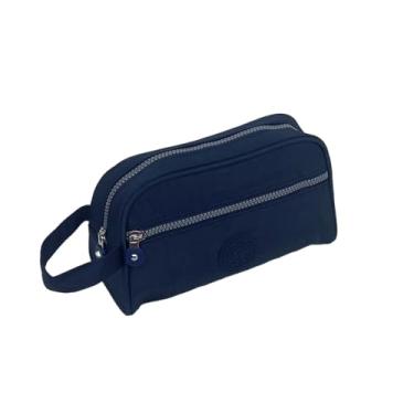 Imagem de Estojo Escolar Grande com 2 Bolsos de Nylon (Azul)