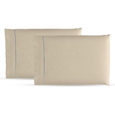 Imagem de Kit 2 Fronhas Avulsas 50cm x 70cm Percal 400 Fios Ponto Palito - Maria