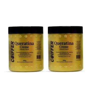 Imagem de 2 Queratina Creme Coiffer 500g Máscara reconstrução capilar