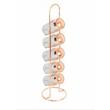 Imagem de Porta Temperos Rose Gold Premium Vertical 6 Peças Potes Em Vidro Condimentos