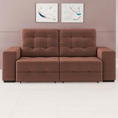 Imagem de Sofá 3 Lugares Retrátil E Reclinável Bonno Suede Linoforte Cacau