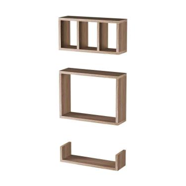 Imagem de Kit 3 Peças Nicho Prateleira Para Banheiro Freijó 40 X 12cm