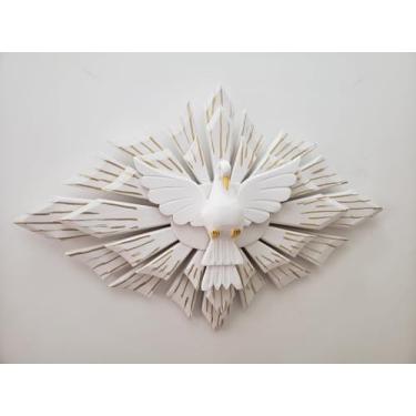 Imagem de Divino Espírito Santo em Madeira, Artesanato Mineiro Entalhado à Mão, 62 x 42 cm