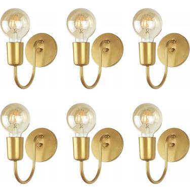 Imagem de Arandela Luminária de Parede Colonial Industrial Vintage LOFT Hotel Cor Dourado 110v/220v Kit Com 6 Arandelas