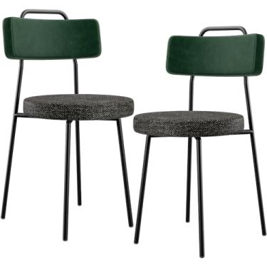 Imagem de Kit 02 Cadeiras Decorativa Estofada Sala Jantar Barcelona L02 Facto Verde Musgo Linho Chumbo - Lyam