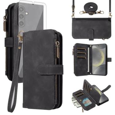 Imagem de Asuwish Capa de celular para Samsung Galaxy S24 Plus/S25 Plus S24+ S25+ 5G capa carteira com zíper com alça protetora de tela flip suporte para cartão de crédito S24Plus 24S + S 24 24+ S25Plus 25S 25+