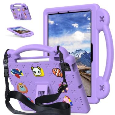 Imagem de YRH Capa infantil para iPad Air de 11 polegadas 2024 (M2), para iPad Air 6ª geração 2024, para iPad Pro 2024 (M4), capa à prova de choque de EVA com alça de suporte, roxa