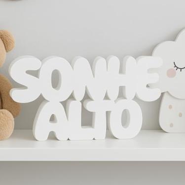 Imagem de Frase Decorativa Sonhe Alto – Letreiro Quarto Infantil Juvenil - Decoração Criativa, Motivacional e Inspiradora (Branco)