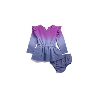 Imagem de Splendid Vestido de manga comprida ombré roxo para bebês meninas, Roxo, ombré, 3-6 Meses