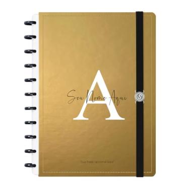 Imagem de Caderno de Disco Inteligente Personalizado Iscool G Moderna Letra Metallic Dourada