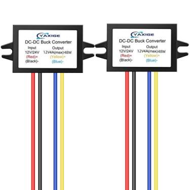 Imagem de Conversor DC-DC YAXIGE 24V a 12V 4A 48W à prova d'água (2 unidades)