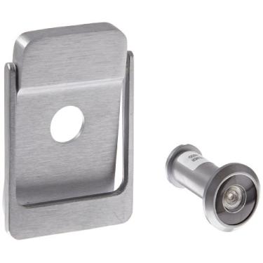 Imagem de Rockwood Aldrava de porta de latão 614V.26D com visor de porta, 5 cm de largura x 7,6 cm de altura, acabamento cromado acetinado