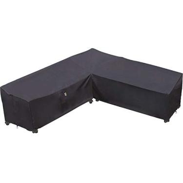 Imagem de Capa de sofá para uso externo pesado, 100% à prova d 'água 600D capa de sofá secional para pátio, capa de móveis para pátio de gramado V-Shaped Storm Gray