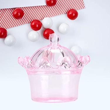 Imagem de ZJchao Caixas de Lembrancinhas de Casamento, Caixas de Lembrancinhas de chá de bebê, 12 Peças, de de Festa, Coroa Transparente de Plástico para Casamentos, Aniversários, de Festa (Rosa)