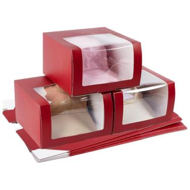 Imagem de PH PandaHall 10 caixas de presente com janela para bonés de beisebol, 19,3 x 19,3 x 11,9 cm, caixa organizadora de chapéu de papel, caixa dobrável de papel para papai, boné faturado, snapback