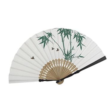 Imagem de HSYHKDSY Ventoinhas dobráveis Ventiladores de mão dobráveis chineses vintage ventilador portátil dobrável com borla algodão clássico cânhamo bambu ventilador dobrável meninas