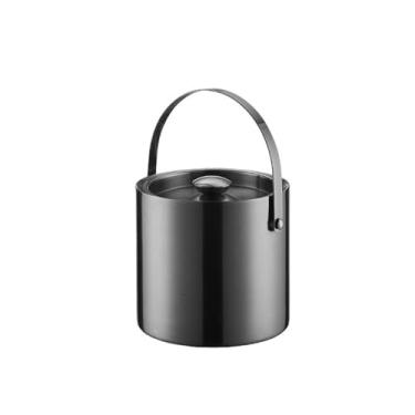Imagem de Baldes de gelo preto aço inoxidável camada dupla balde de gelo com tampa para bares de coquetel, freezers e vinho (pequeno)