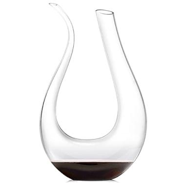 Imagem de Decantador de uísque, decantador de bourbon, decantador de uísque em forma de U, garrafa de vinho em forma de cisne, ornamentos de vidro feitos à mão, caixa de presente (cor: transparente, tamanho