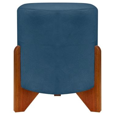 Imagem de Puff Redondo Eloah Suede Cores Pe Castanho - Azul-marinho, Suede