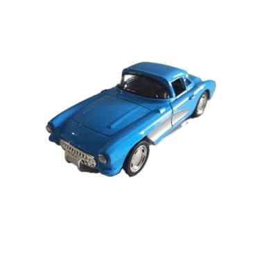 Imagem de Miniatura de Carro Antigo Corvette 1957 Escala 1:34 Coleção com Portas que Abrem,com Sistema de Fricção (Azul)