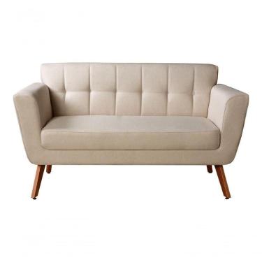 Imagem de Namoradeira Sofá 2 Lugares Bruna Decoração Confortável - Linho Bege 140