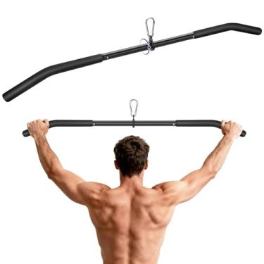Imagem de Barra pulldown LAT de 100 cm com rotação total, acessórios Lat pulldown para máquina de cabo de polia, barra de pressão de tríceps com alça de borracha para academia, treino de força