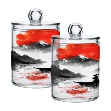Imagem de Qilmy Chinese Fisherman Qtip Suporte 2 unidades, frascos de boticário de 400 ml, vasilha organizadora de banheiro para cotonetes, bolas de algodão, almofadas de maquiagem, fio dental, sais de banho