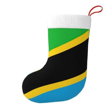 Imagem de SKKNT Meia de Natal com estampa de bandeira da Tanzânia para casa, festa, escritório, férias, lareira, meias penduradas
