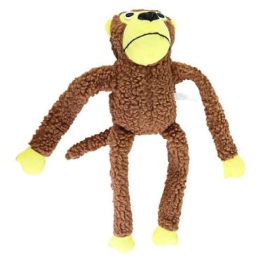 Imagem de Kit com 2 Unidades Macaco Mordedor Brinquedo para Pet Grande, Poliéster e Algodão, Marrom e Amarelo, 37cm, com Som