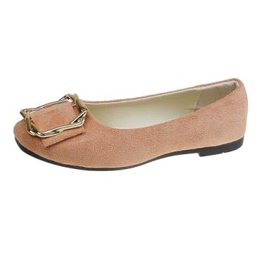 Imagem de Sapatos rasos femininos modernos com detalhe de fivela material de malha macia primavera calçados casuais em vários tamanhos para várias atividades, rosa, 38