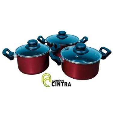 Imagem de Jogo de Panelas Aluminio Grosso Antiaderente Cintraflon 3 peças 16x20c