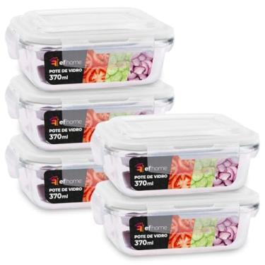 Imagem de KIT 2 Potes de Vidro Retangular com Tampa Hermética 370ml Cor: Transparente