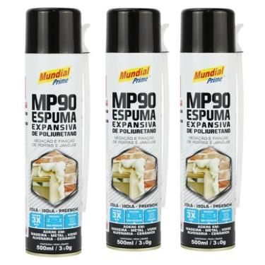 Imagem de Espuma de Poliuretano 500ml 320g Mundial Prime Kit 3 Peças Expansiva p
