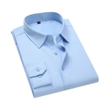 Imagem de Camisa Branca Clássica De Manga Longa Slim Fit Para Homens Tamanhos Gr