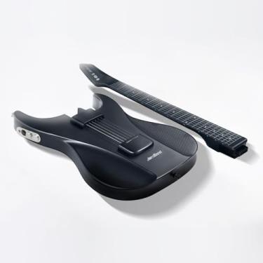 Imagem de AEROBAND Guitarra elétrica de viagem preta sem cordas, guitarra silenciosa portátil com escala removível, função MIDI, 6 cordas, destro