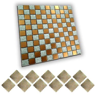 Imagem de Pastilha De Vidro Adesiva Kit 11 Uni Parede Cozinha Lavabo Banheiro Sala Decorativa Moderna Requintado Aplicacao Facil