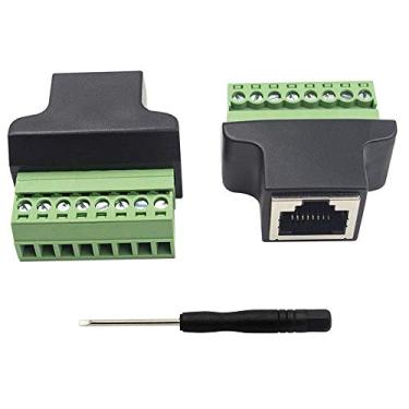 Imagem de Poyiccot Conector Adaptador de Terminal de Parafuso RJ45, 2 Conectores RJ45/8p8c Fêmea, Compatível com Poyiccot, Cat7, Cat6, Cat5, Cat5e, Ethernet Extender, CCTV, Digital DVR