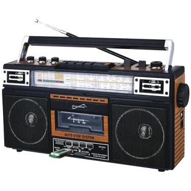 Imagem de Supersonic Rádio SC-3201BT 4 Bandas e Leitor de Cassete Boombox, Alto-falante Bluetooth, Rádio AM/FM/SW com reprodução de MP3, USB e cartão SD, equalizador de 3 bandas e entrada para fone de ouvido