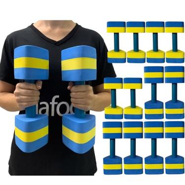 Imagem de Kit 6 Pares Halteres Aquáticos em EVA P 1-2kg e M 2-3kg Azul/Amarelo Dafoca Sports