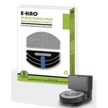 Imagem de E-HAO Pacote com 6 peças de substituição a vácuo para esfregão compatíveis com iRobot Roomba Combo j5, j5+, i5, i5+, i8, i8+ Modelo. Refil de limpeza de microfibra lavável e reutilizável acessórios de