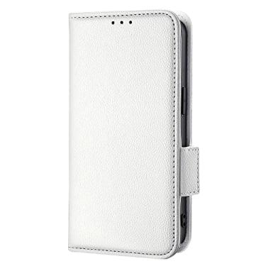 Imagem de Diaobaolee Capa compatível com Oppo A74 5G, capa flip de couro com compartimento para cartão, design de carteira, trava magnética, suporte, capa de couro para Oppo A74 5G branca