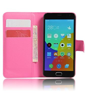 Imagem de Capa carteira MEIZU M2, capa carteira flip de couro PU premium com compartimento para cartão, suporte e fecho magnético [capa interna de TPU à prova de choque] compatível com MEIZU M2