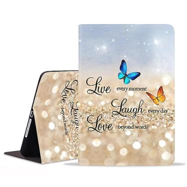 Imagem de BXIKEOPIU Capa para Samsung Galaxy Tab S9 11 polegadas 2023 (Modelo: SM-X710/X716B/X718U), capa fólio fina de couro PU com suporte para despertar automático, citação inspiradora Live Laugh Love