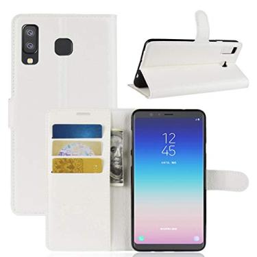 Imagem de Capa para Samsung Galaxy A8 Star, capa carteira flip de couro PU premium com compartimento para cartão, suporte e fecho magnético [capa interior à prova de choque de TPU] Compatível com Samsung Galaxy