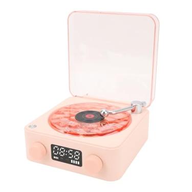 Imagem de Toca-discos Vintage para Quarto, Alto-falante Bluetooth Com Relógio e Luz Noturna, Display de Tempo Nítido, Alto-falante Estéreo Giratório de 4 Modos Com Som Estéreo Cristalino