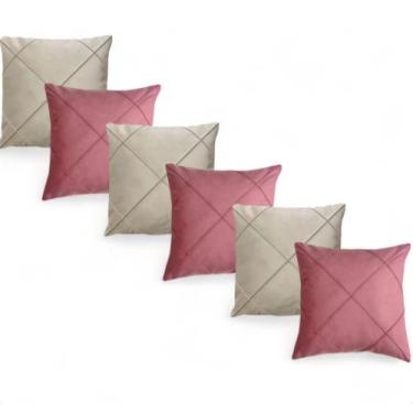 Imagem de Kit 06 Capas de Almofada Suede Drapeada 45x45cm Decorativas Sala Quart