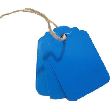 Imagem de Tag com cordão 6x4 cm 100 unidades - LLV Embalagens, Azul
