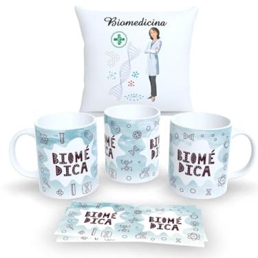 Imagem de Kit Com Almofada 30x30cm e Caneca de Porcelana Profissões (Biomedicina 2)